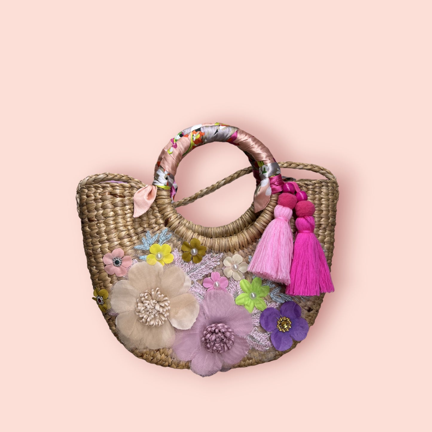 Cheerful Vivid Water Hyacinth Crossbody Woven Bag (Small) image 0